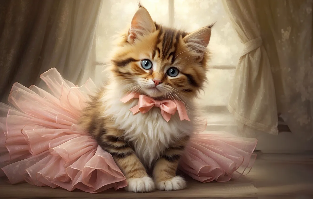 Фото обои Cute, Animals, Adorable, AI art, Cute Kitten