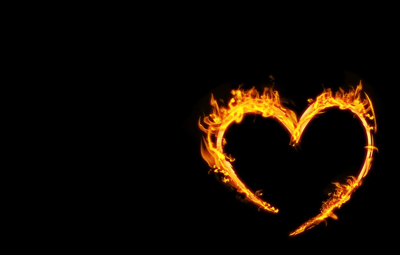 Фото обои фон, огонь, пламя, сердце, fire, heart, горящее