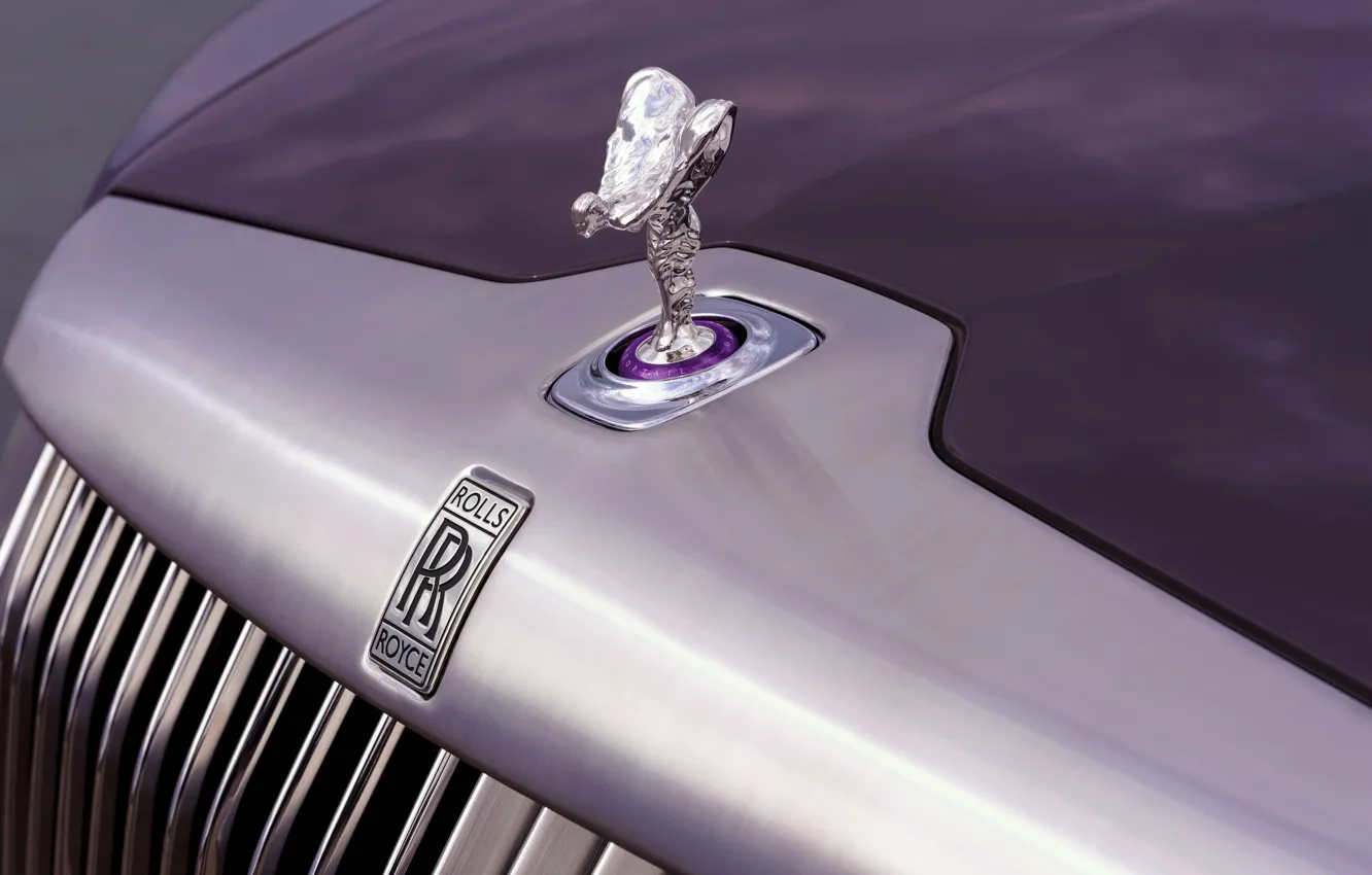 Фото обои Rolls-Royce, logo, symbol, Spirit of Ecstasy, Amethyst, Rolls-Royce Amethyst Droptail