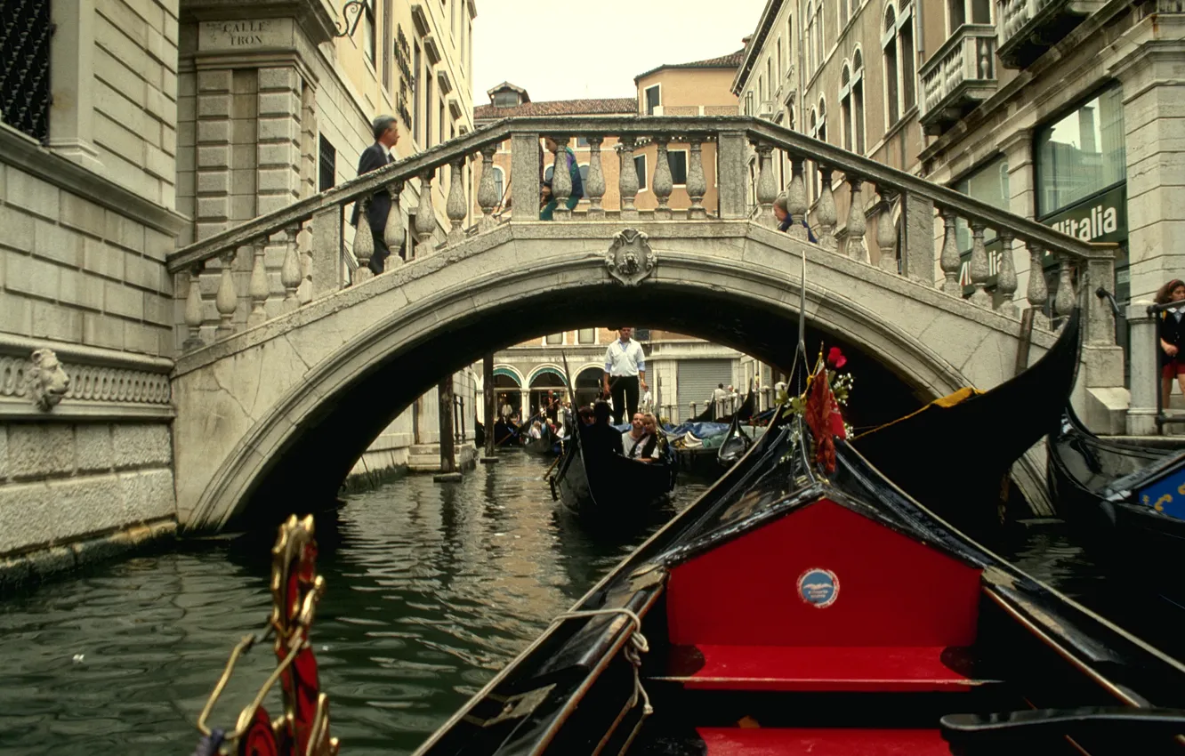 Фото обои мост, Венеция, канал, гондола