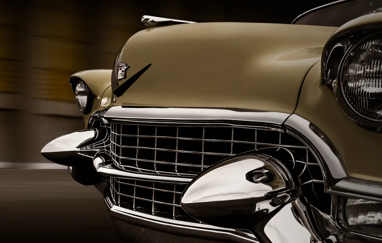 Фото обои фон, Cadillac, классика, Coupe, передок, кадиллак, 1955, De Ville