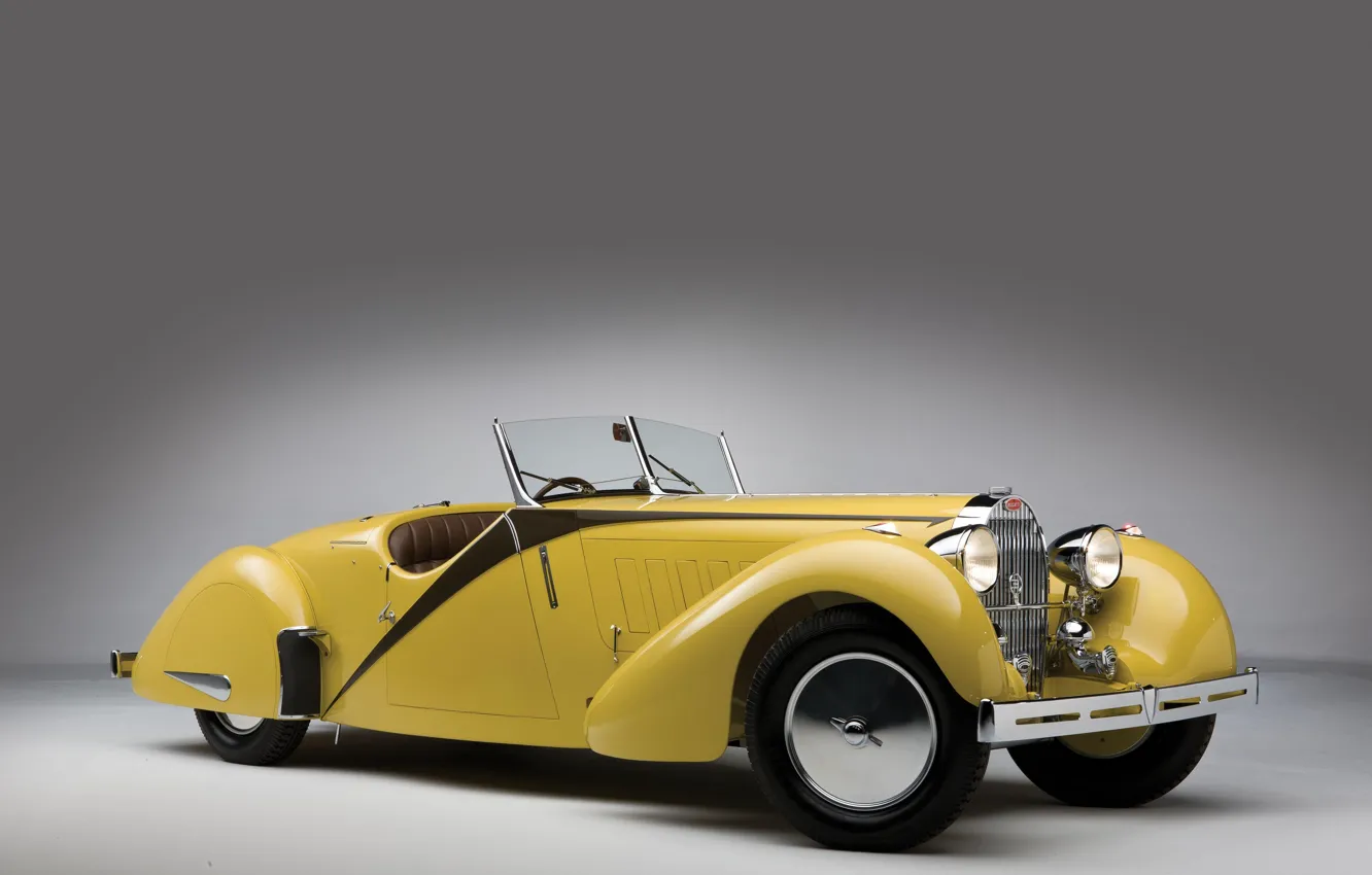 Фото обои Bugatti, Фары, Classic, Хром, 1935, Classic car, Gran Turismo, Радиатор
