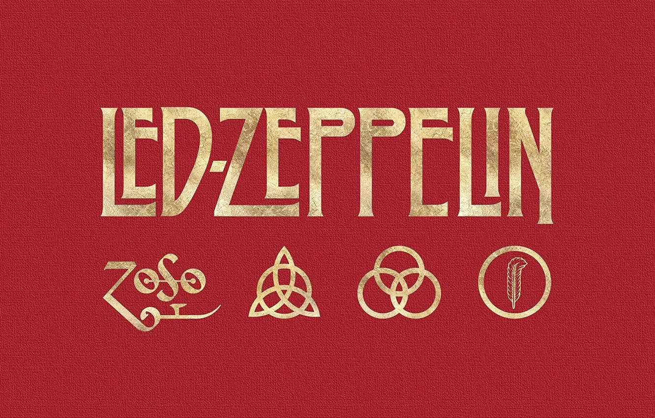 Фото обои музыка, логотип, группа, красный фон, Led Zeppelin