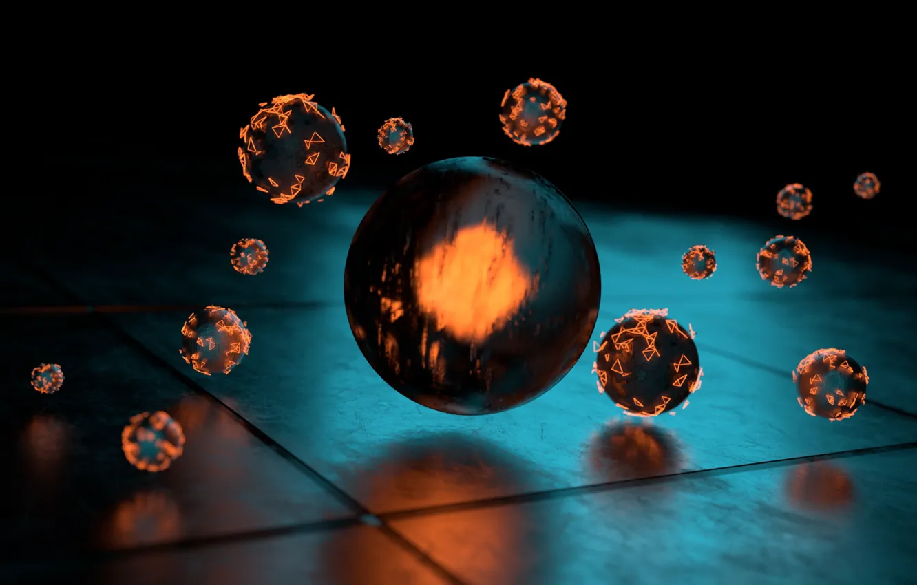 Фото обои light, render, spheres, reflection, material, blender3d, cycles