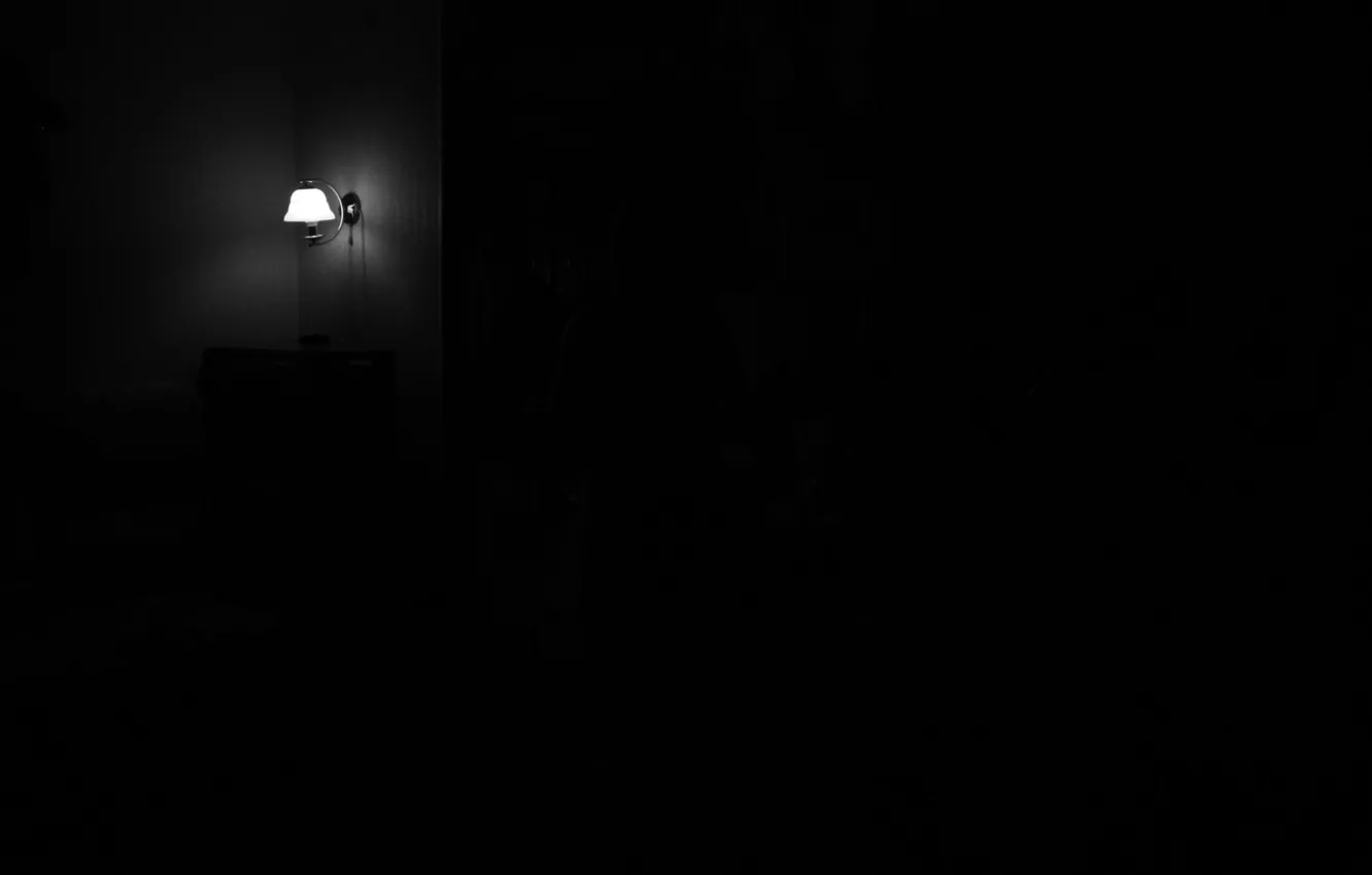 Фото обои комната, тьма, Свет, фонарь