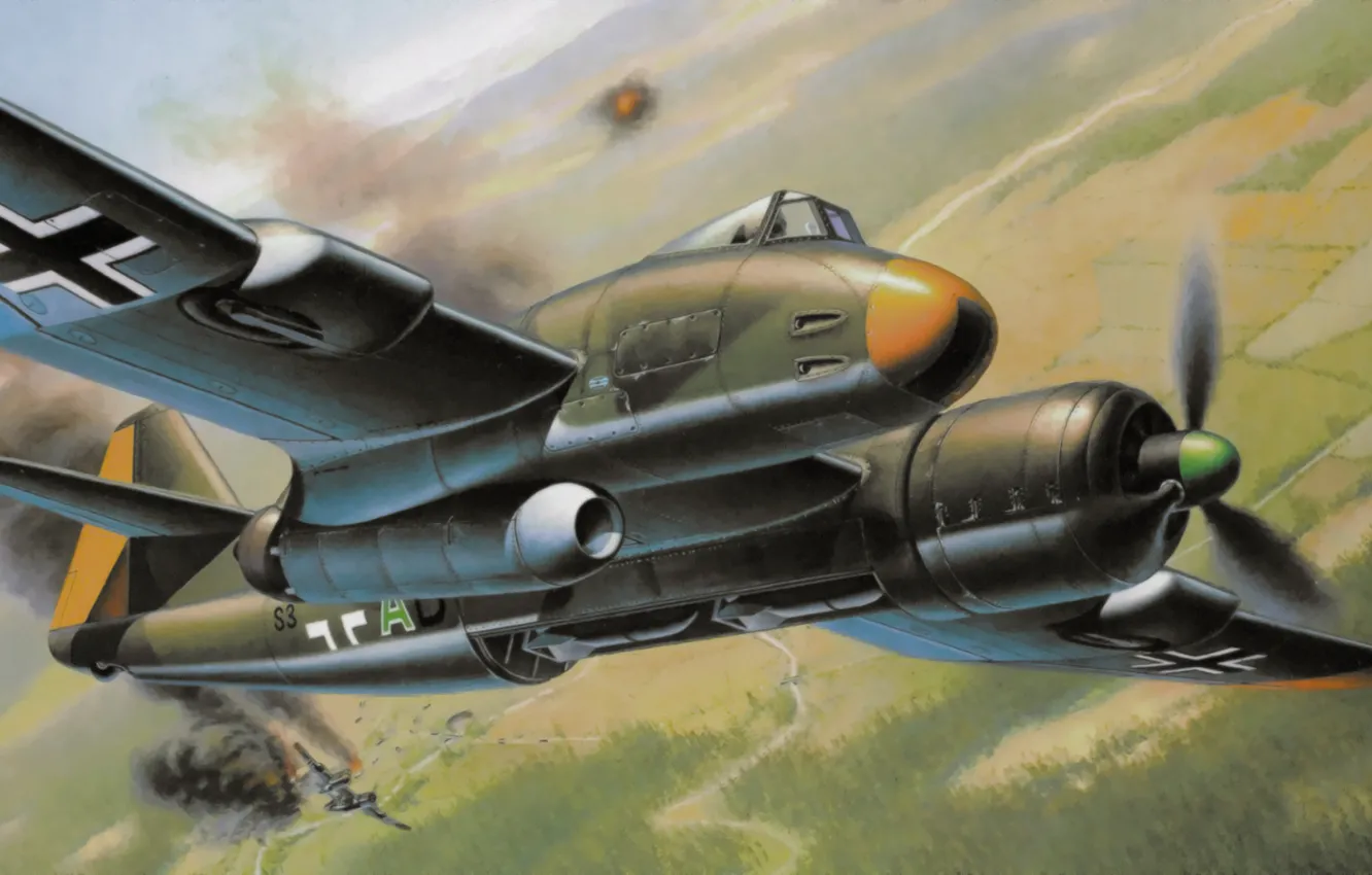 Фото обои war, art, painting, aviation, ww2, Blohm &amp; Voss P.194