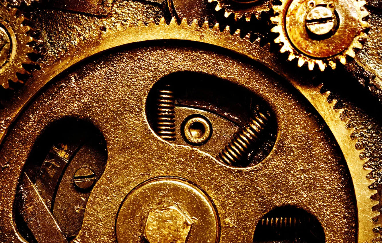 Фото обои metal, gears, clockwork, springs