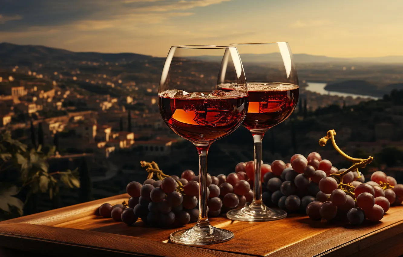 Фото обои wine, grape, drink, table, alcohol, wineglass