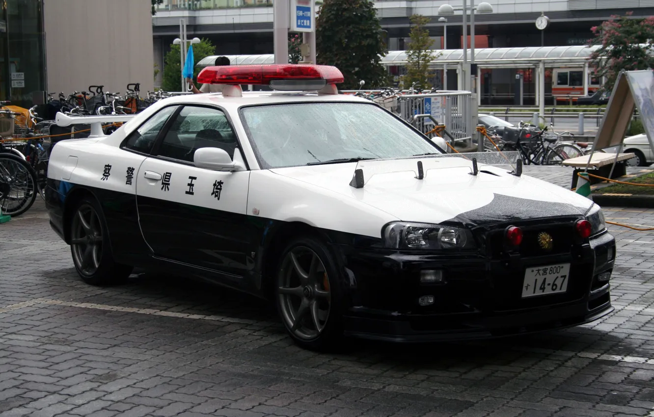 Фото обои Skyline, префектура Сайтама, японская полиция, GTR R34, BNR 34