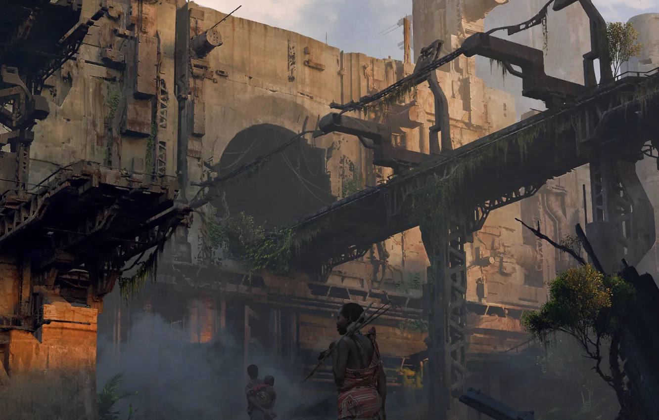 Фото обои сооружение, эстакада, разрушение, wall, абориген