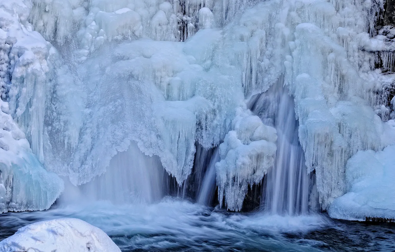 Фото обои лед, зима, водопад