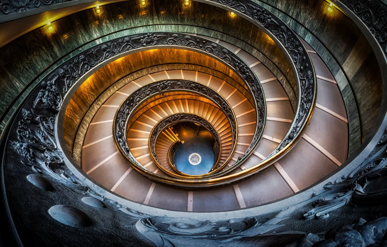 Фото обои спираль, Италия, лестница, Ватиканский музей