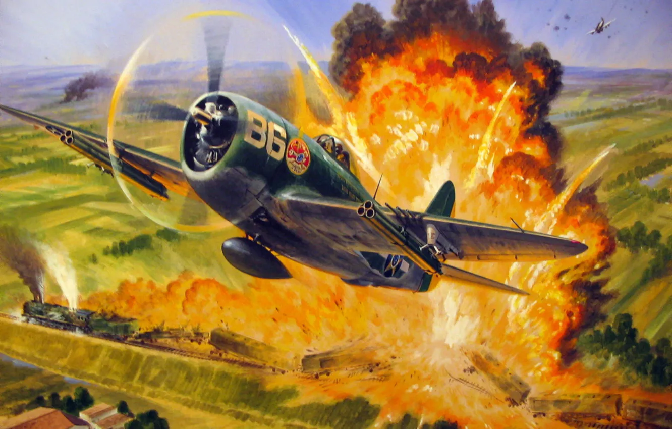 Фото обои war, ww2, fab, brazilian air force, p-47 thunderbolt