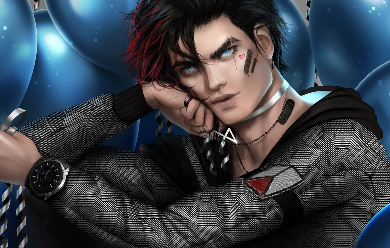 Фото обои взгляд, часы, парень