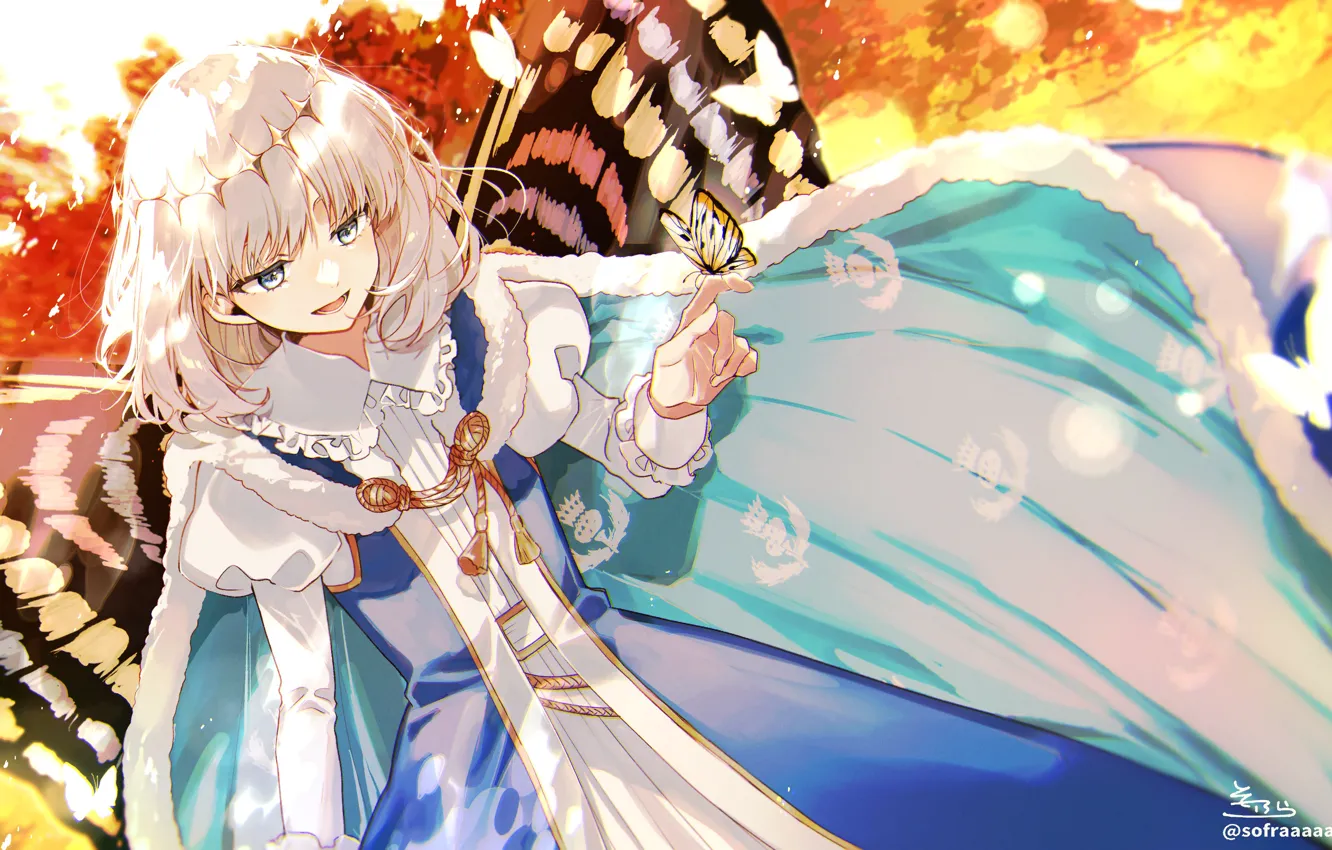 Фото обои бабочка, крылья, мальчик, корона, Oberon, Fate / Grand Order, Pretender
