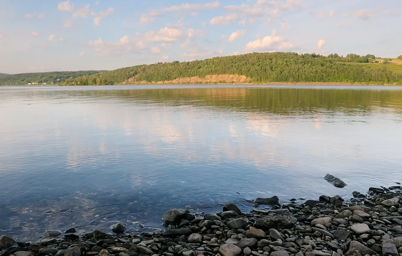 Фото обои вода, озеро, берег, Камни