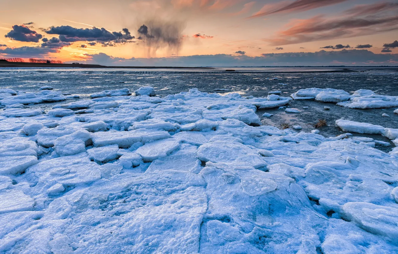 Фото обои природа, лёд, море.берег