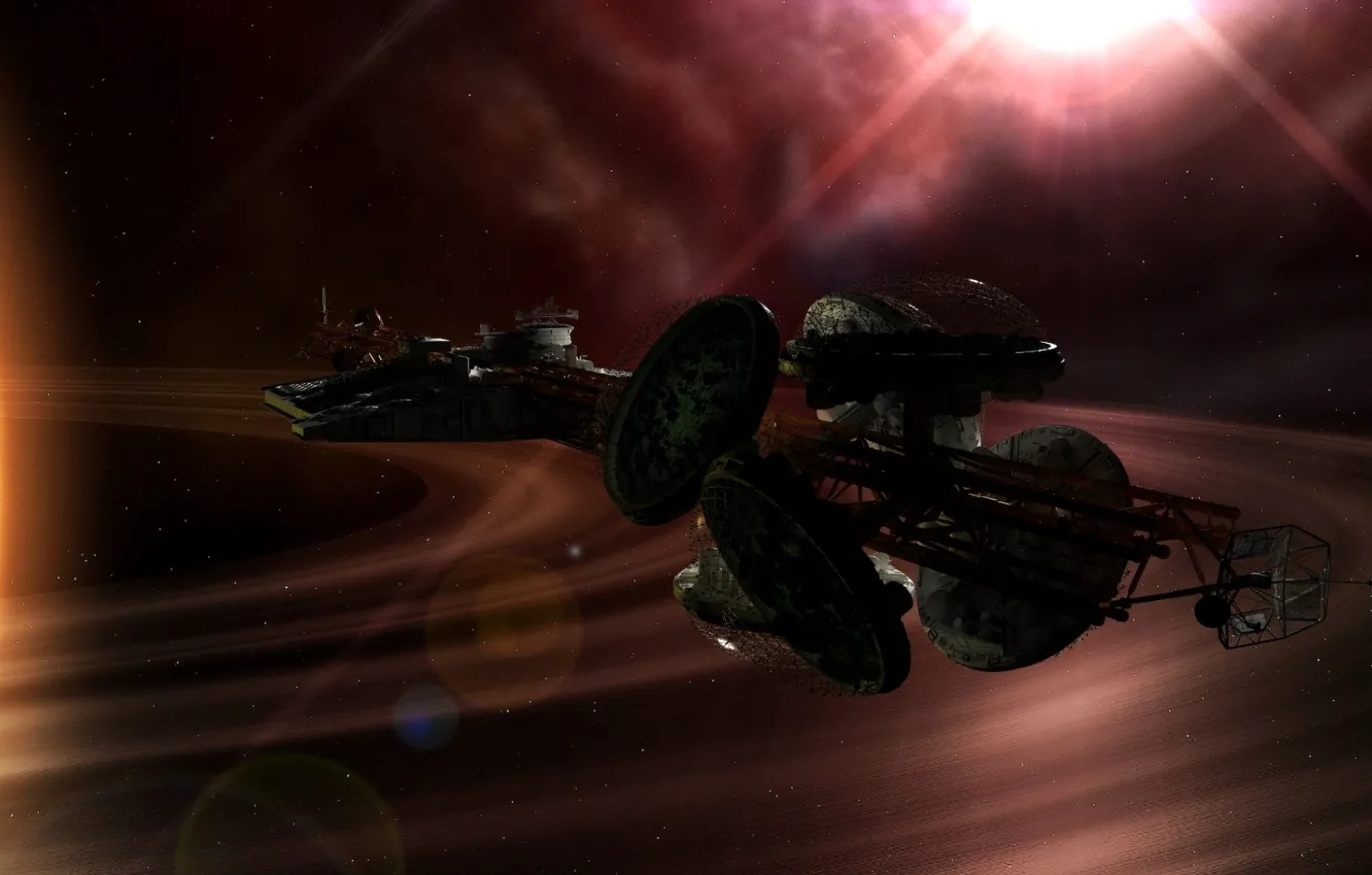 Фото обои star, spaceship, planets