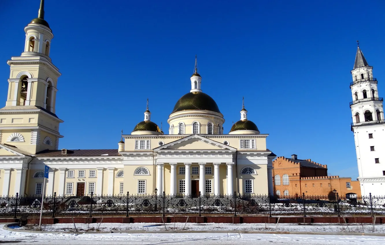 Фото обои церковь, Урал, Невьянск, наклонная башня