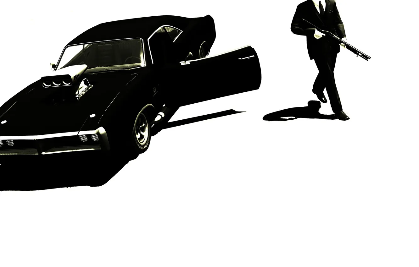 Фото обои машина, оружие, мужик, gta, Grand Theft AutoIV