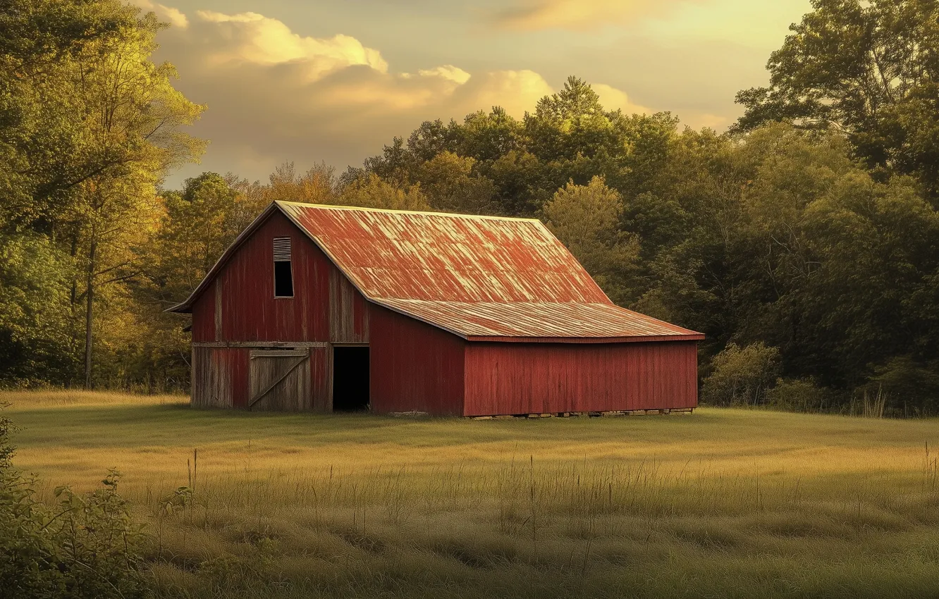 Фото обои house, rustic, escape, beautiful, country, red barn