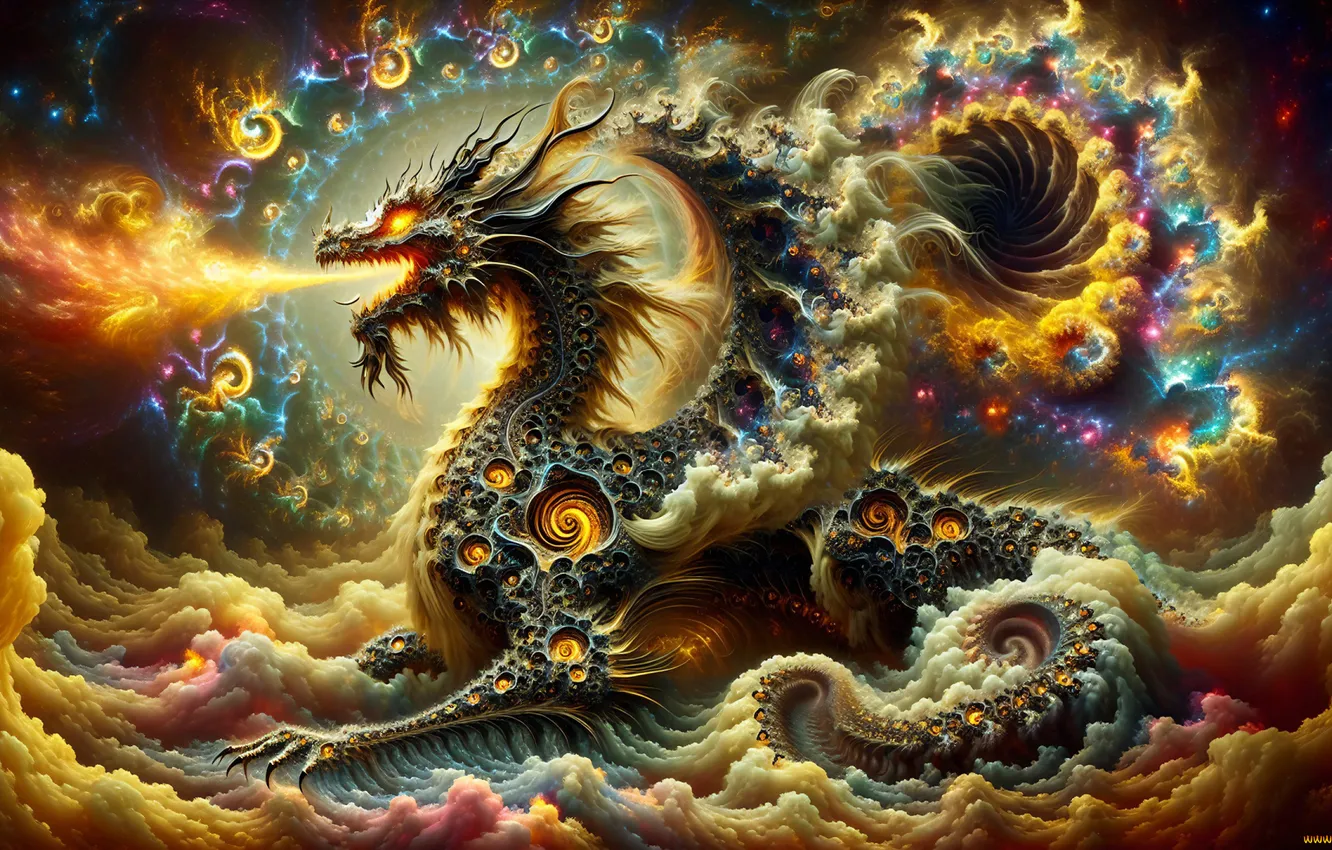 Фото обои colorful, Galaxy, fantastic, dragon, fantacy