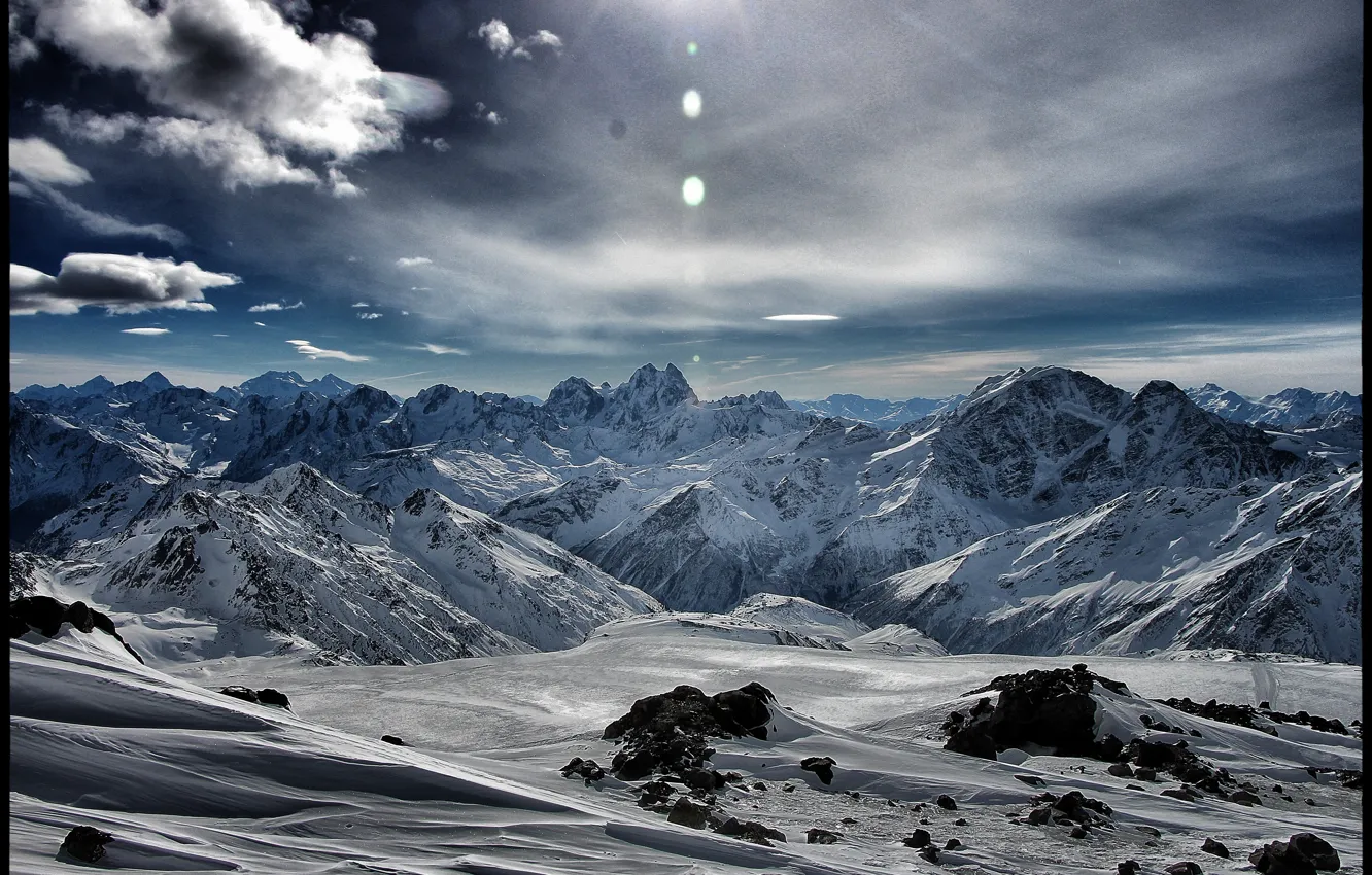 Фото обои небо, горы, ущелье