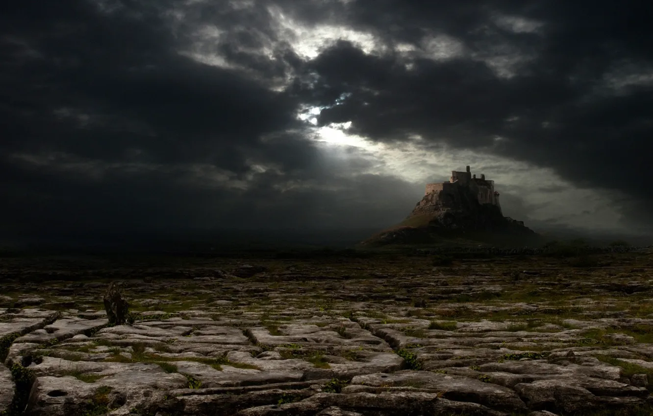 Фото обои облака, замок, мрак, пустыня