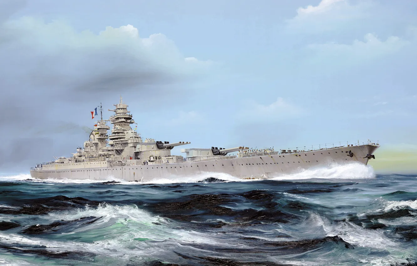 Фото обои Франция, линкор, Ришелье, линейный корабль французского флота