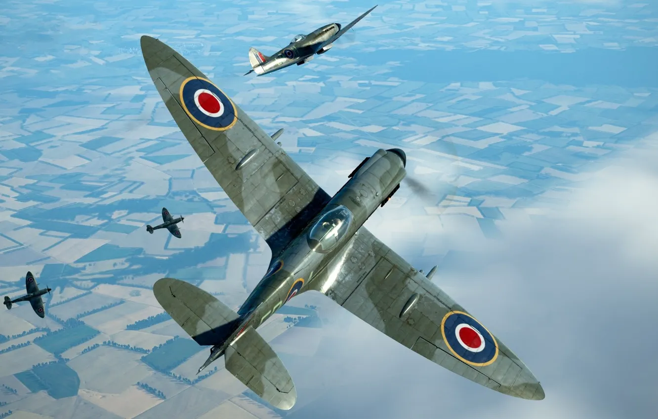 Фото обои Британия, Bubbletop, Фронтовой истребитель, Spitfire Mk.XIVe, Reginald Joseph Mitchell