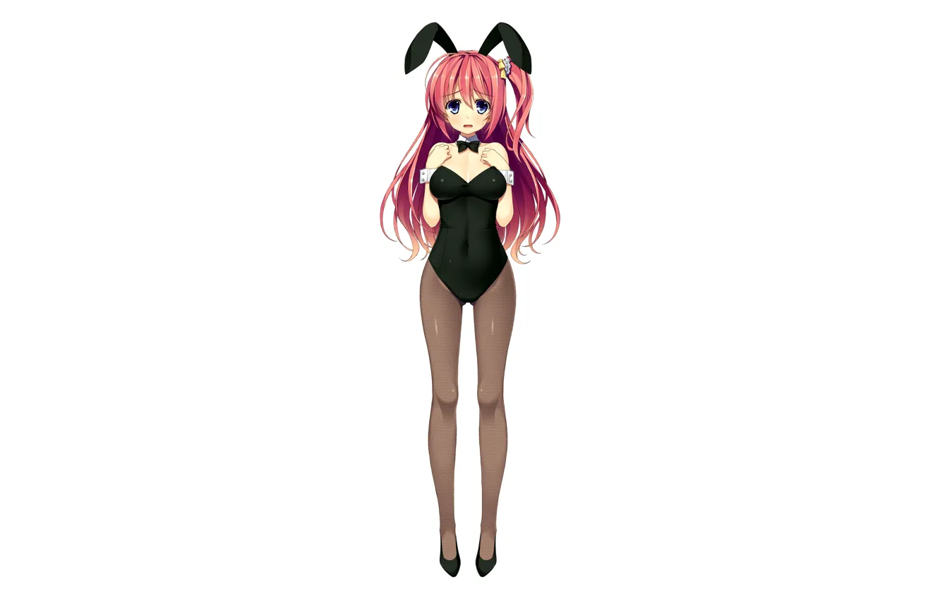 Фото обои girl, sexy, cleavage, pink hair, long hair, boobs, anime, beautiful
