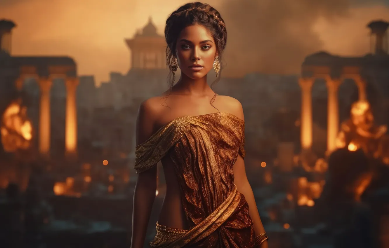 Фото обои girl, ancient, times, disaster