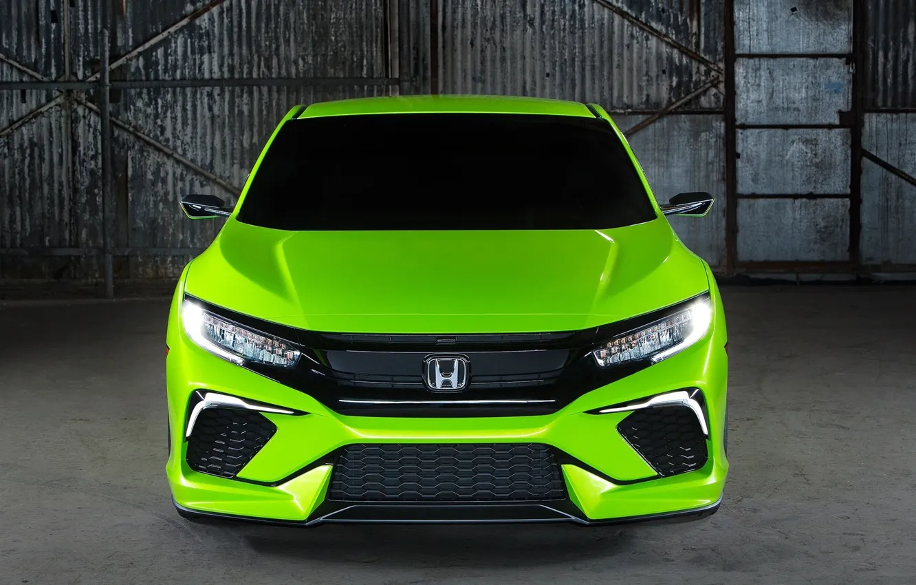 Фото обои green, jdm, tuning, front, face, type r, vtec, Honda Wallpaper