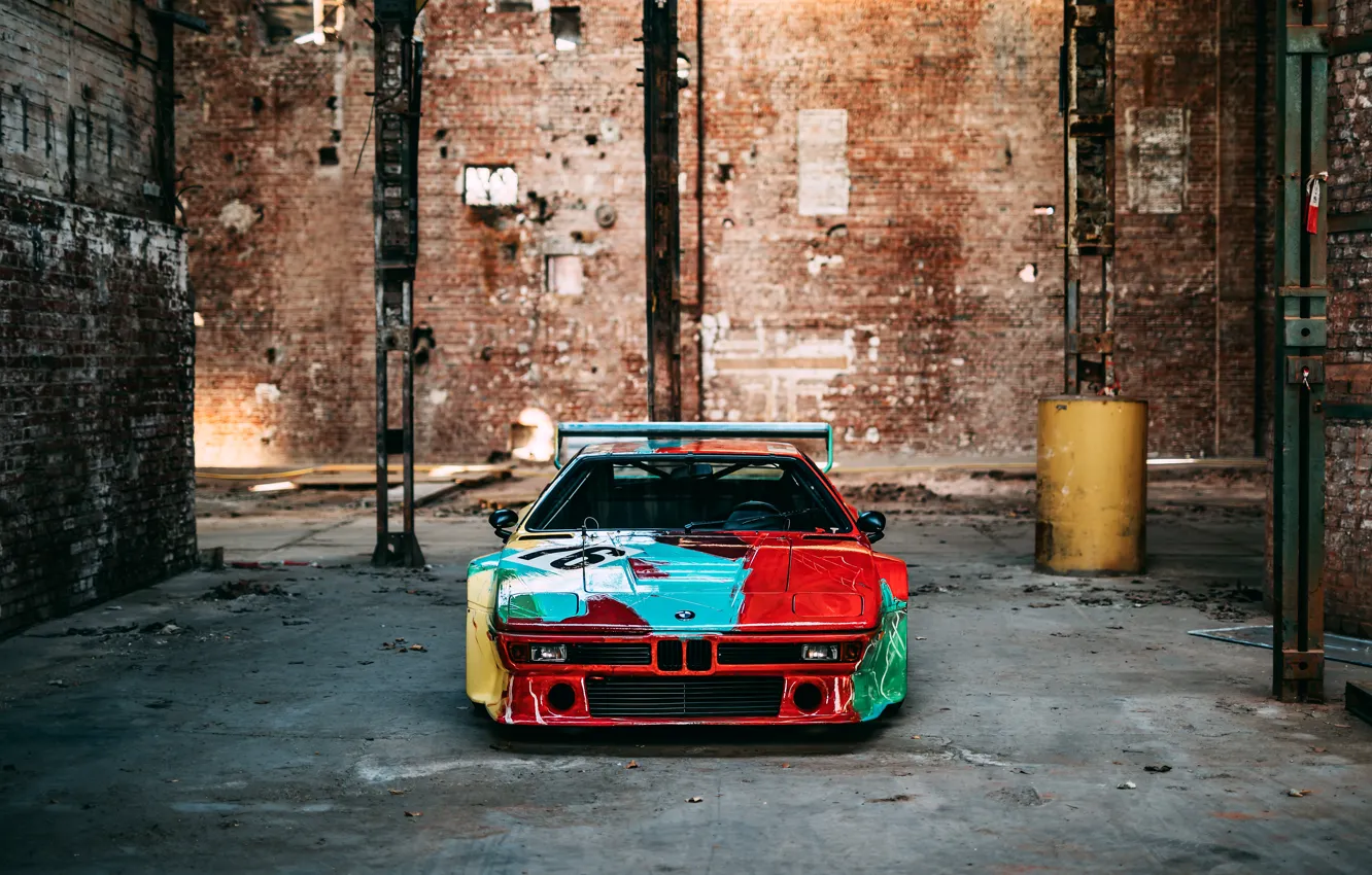 Фото обои BMW, front view, E26, M1, BMW M1 Art Car by Andy Warhol