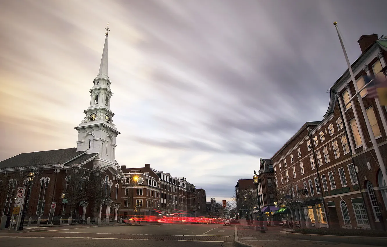 Фото обои небо, город, Portsmouth