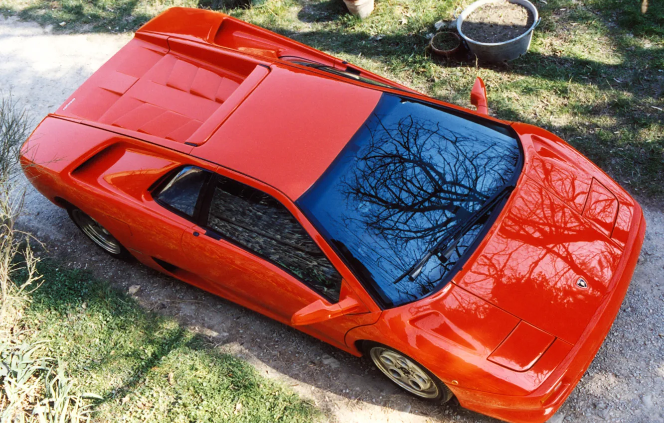 Фото обои красный, Lamborghini, Diablo
