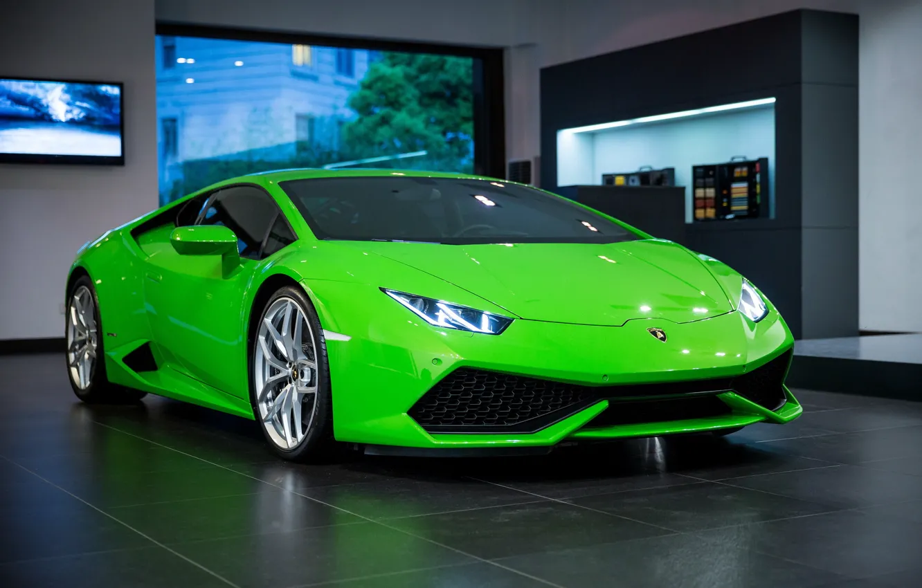 Фото обои green, Lamborghini, room, Huracan