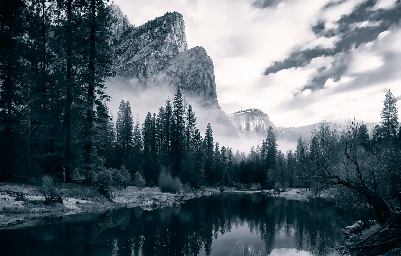 Фото обои река, Yosemite National Park, Merced River, долина Йосемити