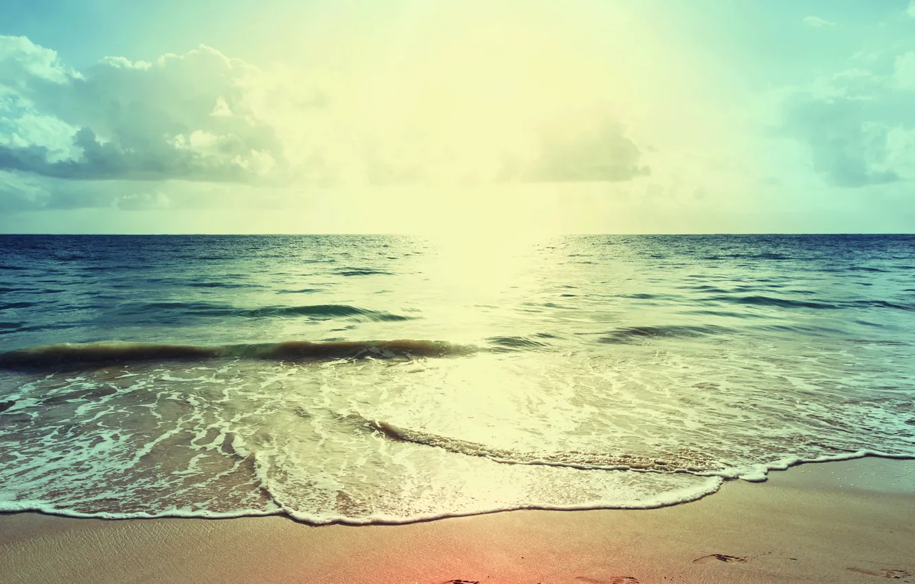 Фото обои песок, море, пляж, закат, берег, beach, sea, sunset