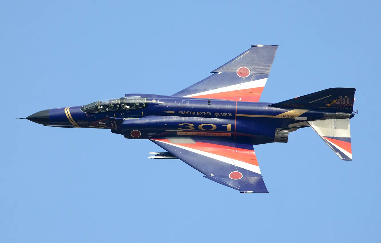 Фото обои полет, истребитель, пилоты, многоцелевой, Phantom II, «Фантом» II, ВВС Японии, Mitsubishi F-4EJ