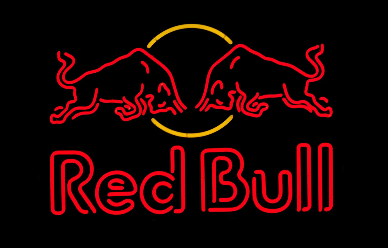 Фото обои неон, реклама, напиток, Red Bull