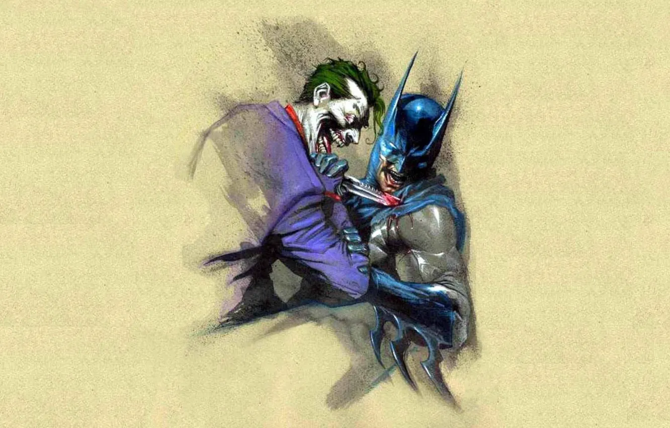 Фото обои бой, Джокер, нож, Бэтмен, ранение, Batman, fight, Joker