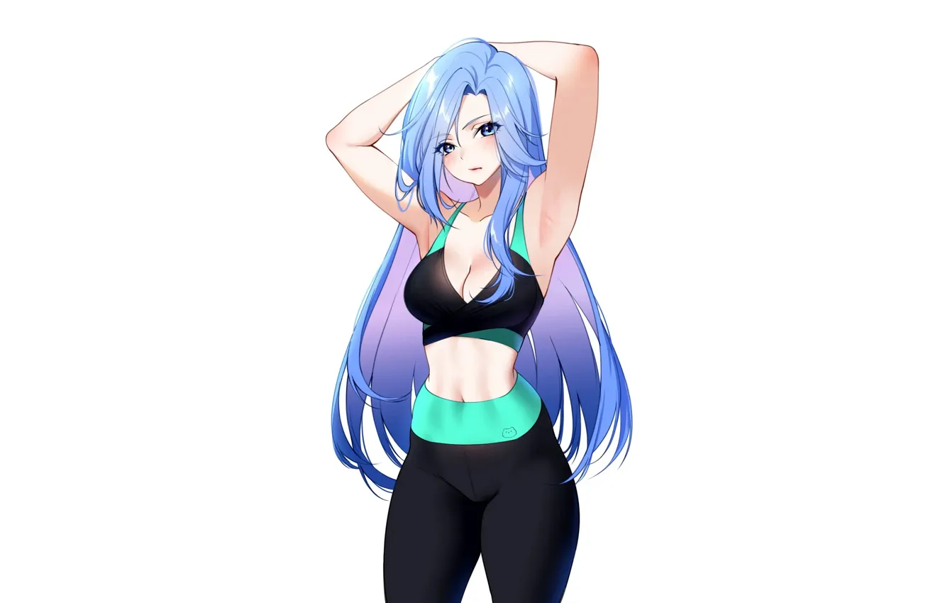 Фото обои girl, sexy, cleavage, long hair, boobs, anime, beautiful, pretty