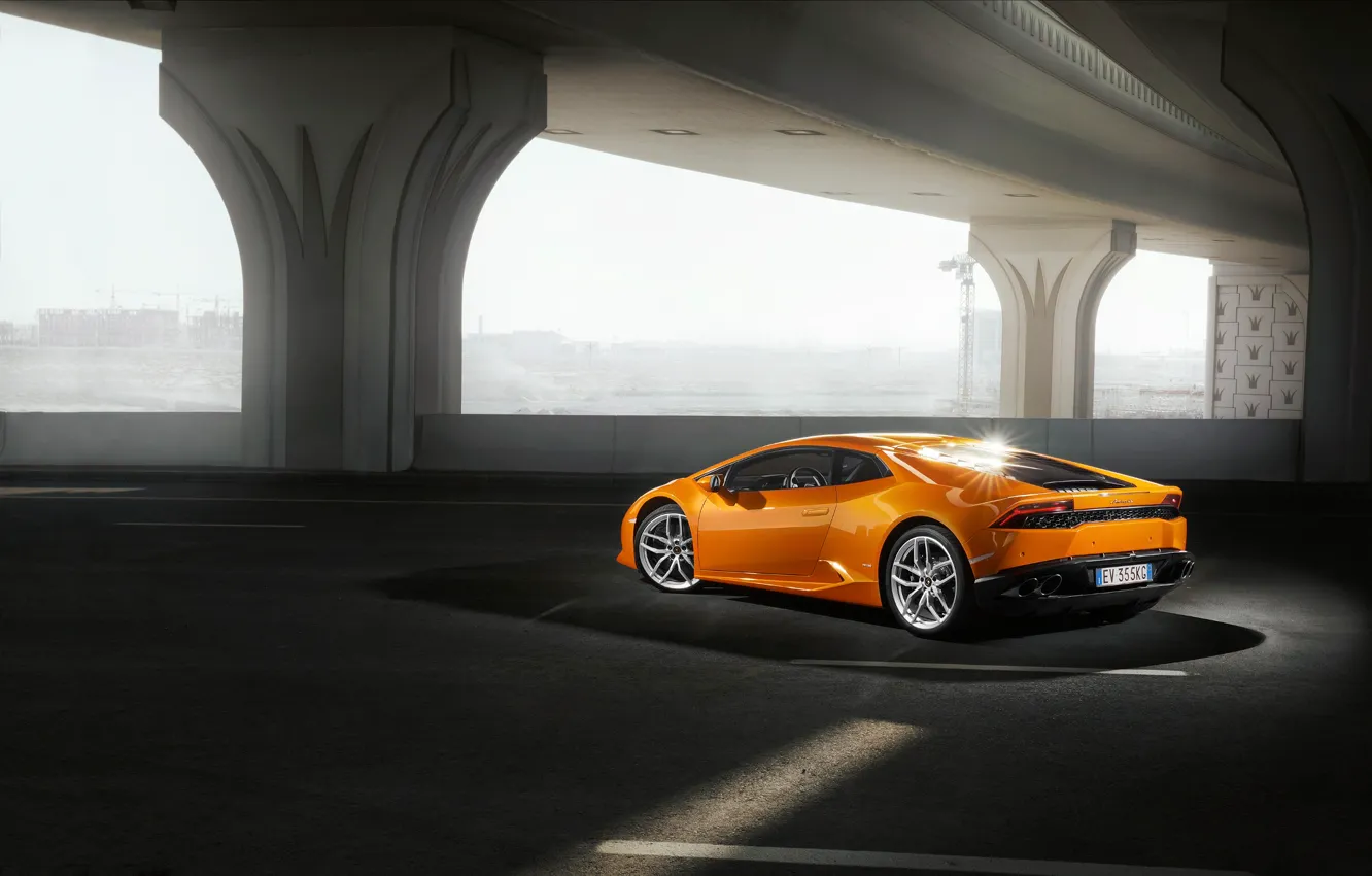 Фото обои город, Lamborghini, Dubai, orange, Huracan