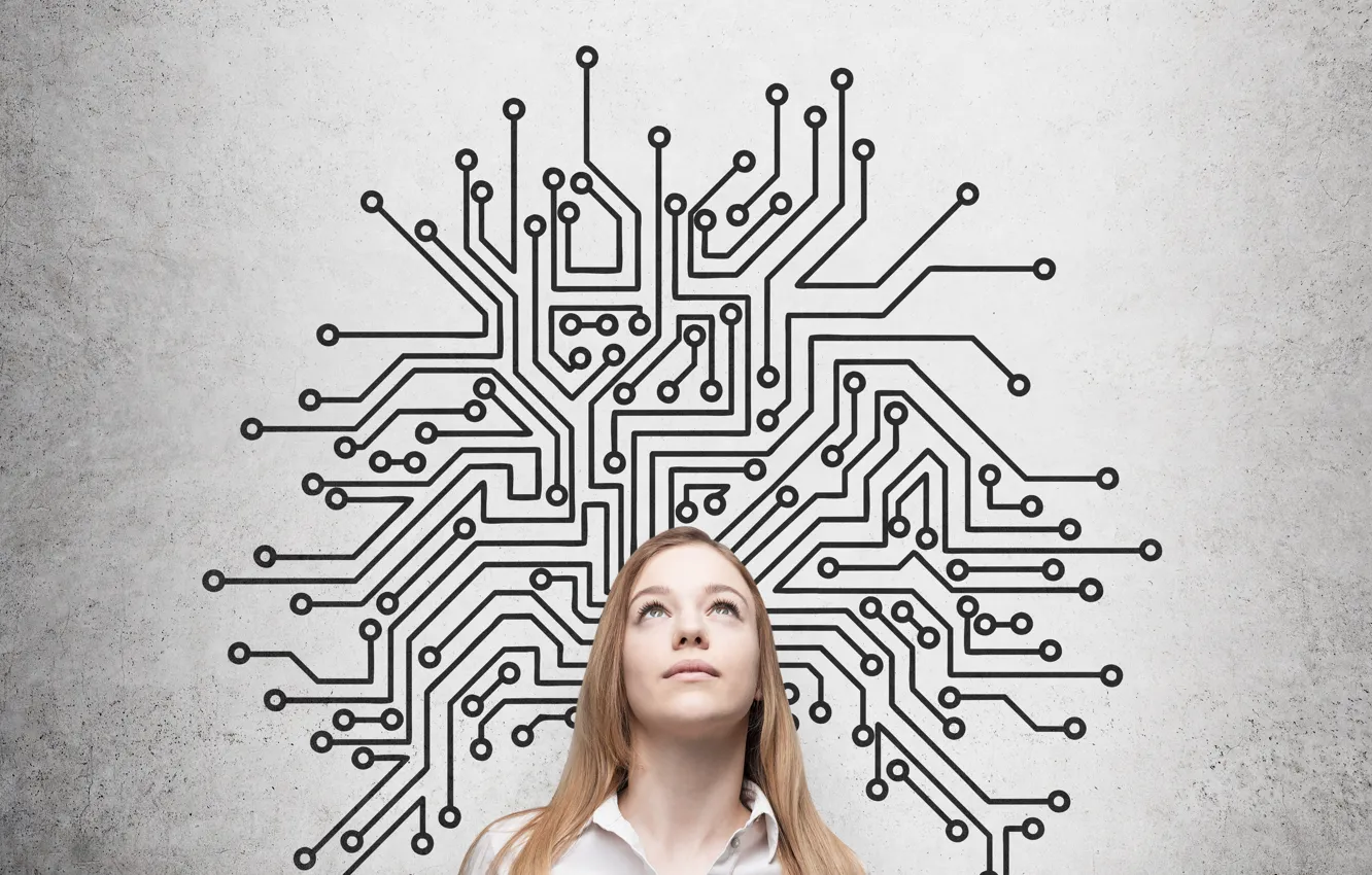 Фото обои woman, mind, intelligence, wit