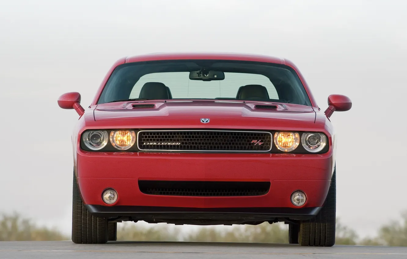 Фото обои перед, red, dodge, challenger