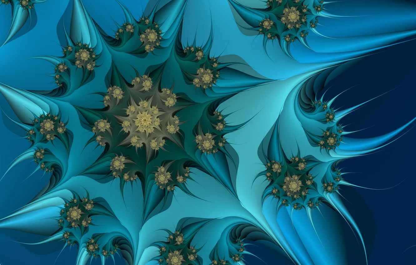 Фото обои цветок, синий, фон, фрактал