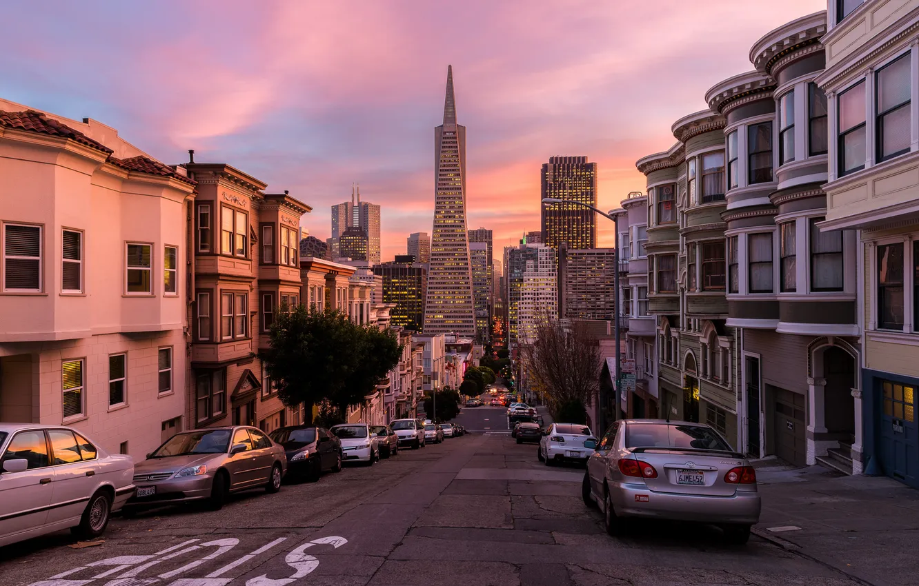 Фото обои город, улица, вечер, Калифорния, USA, California, San Francisco