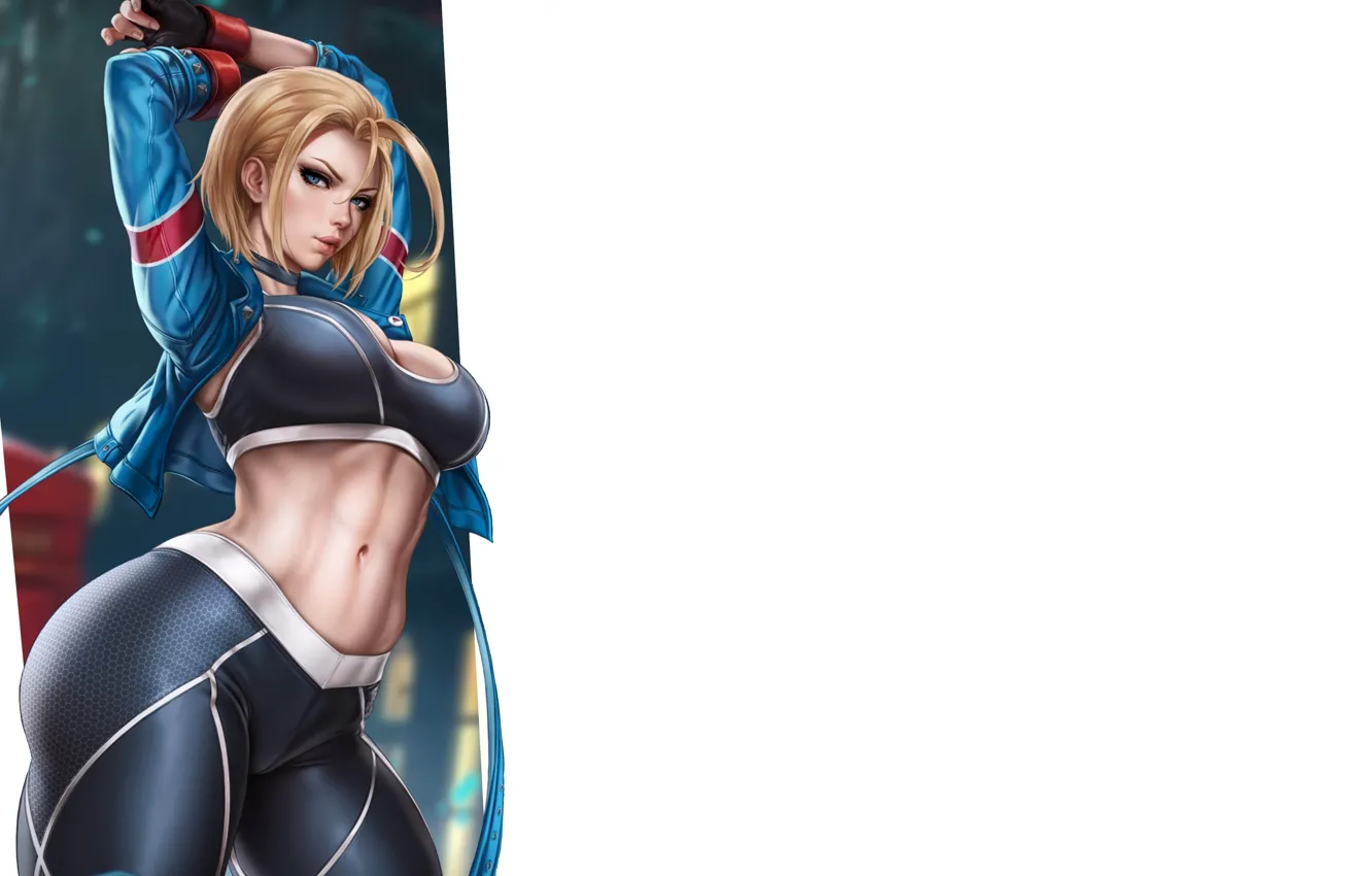 Фото обои girl, hot, stretch, anime, pretty, street fighter, blonde, babe