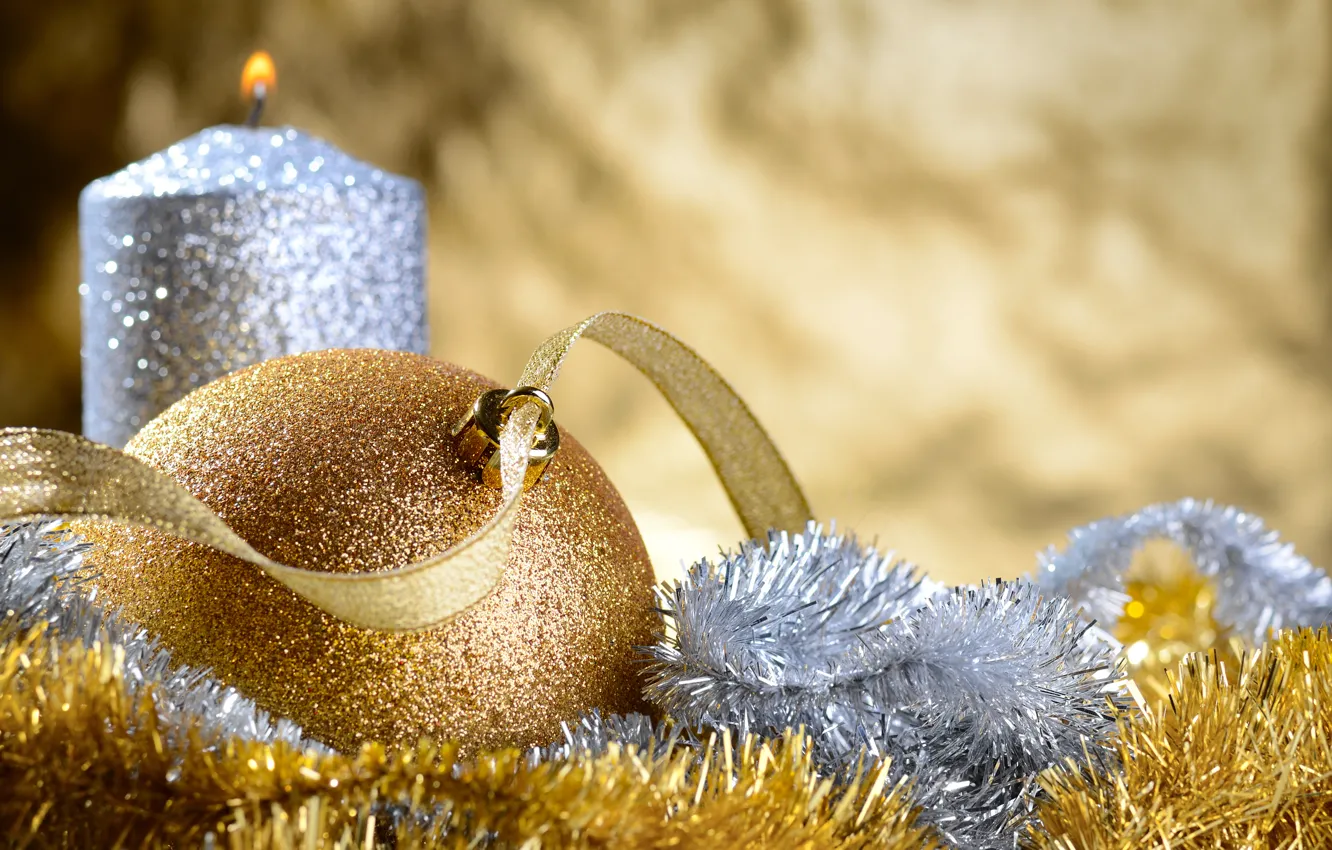Фото обои шары, елка, Новый Год, Рождество, мишура, Christmas, New Year, decoration